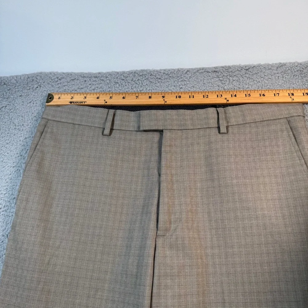 Banana Republic Slim Fit Dress Pants Mens 36x32 Khaki Glen Check Plaid Stretch